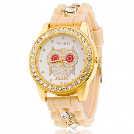 Montre hibou couleur beige