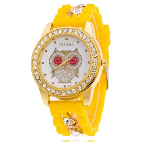 Reloj búho color amarillo